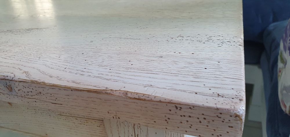 Stół z litego bielonego dębu 140 x 80 cm