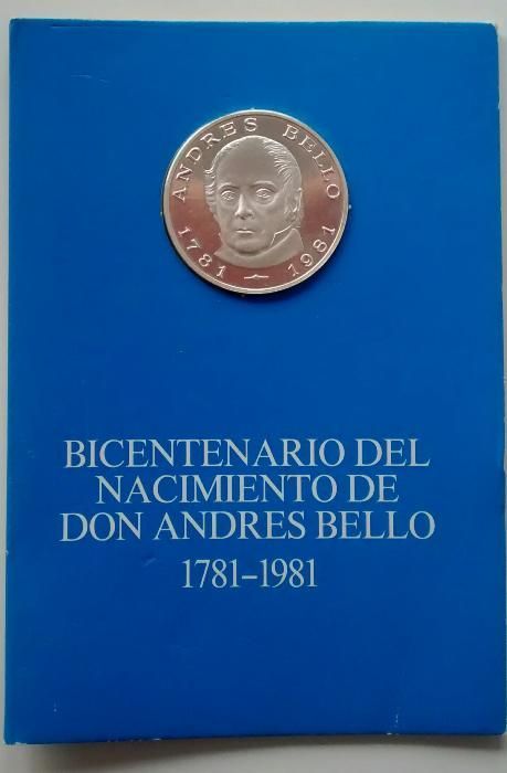 Moeda comemorativa do nascimento do Andrés Bello 1781 a 1981