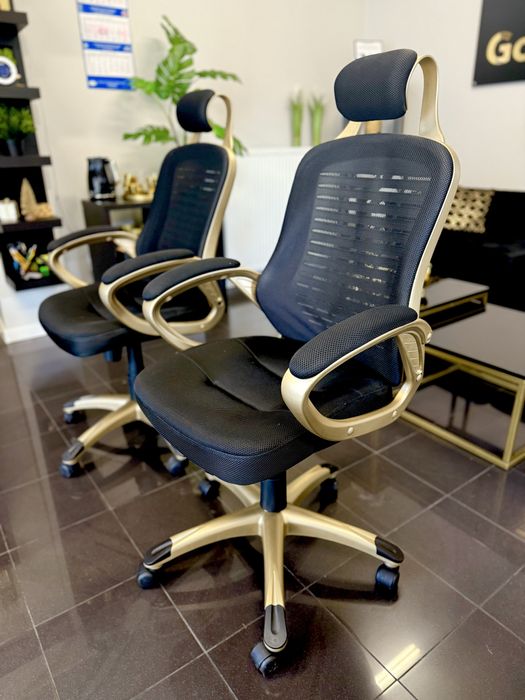 Nowoczesny fotel biurowy czarno- złoty