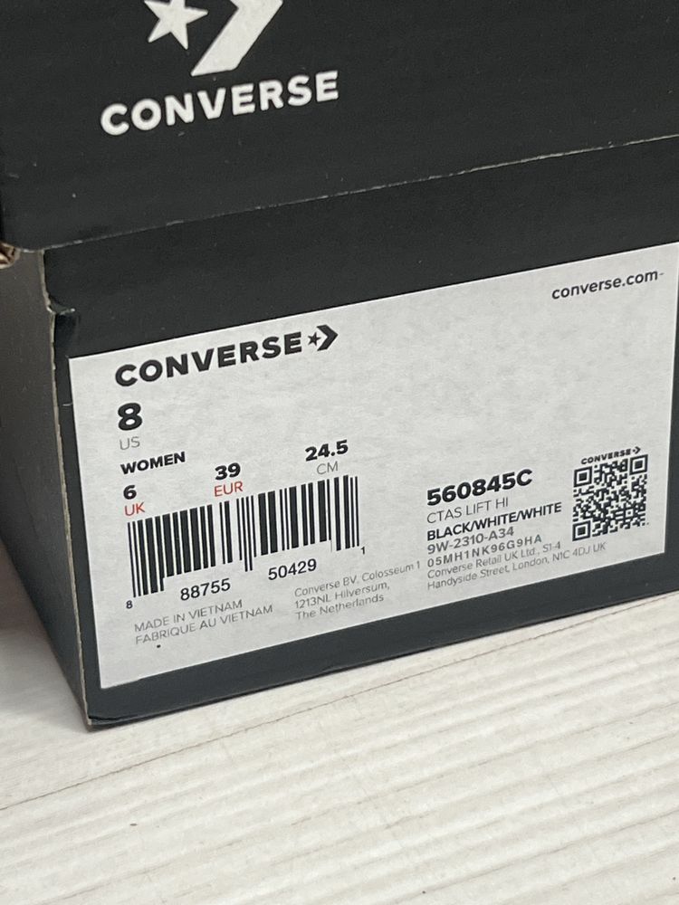 39 Converse All Star Chuck Taylor Lift black czarne na platformie