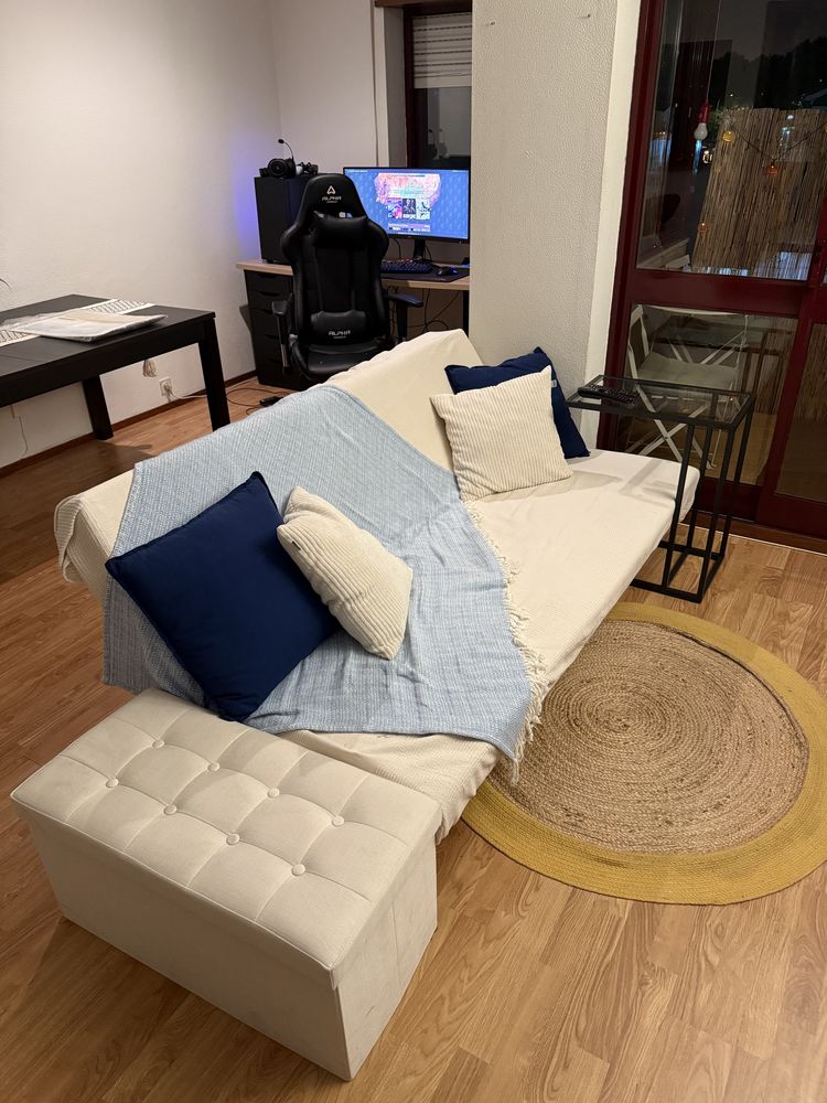 Sofa cama cor branca/bege