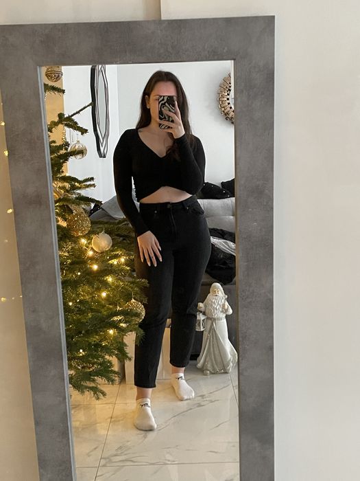 Czarne mom jeans wysoki stan