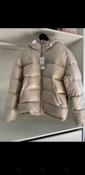 Nowa Puchowa kurtka Zara Man Beżowa