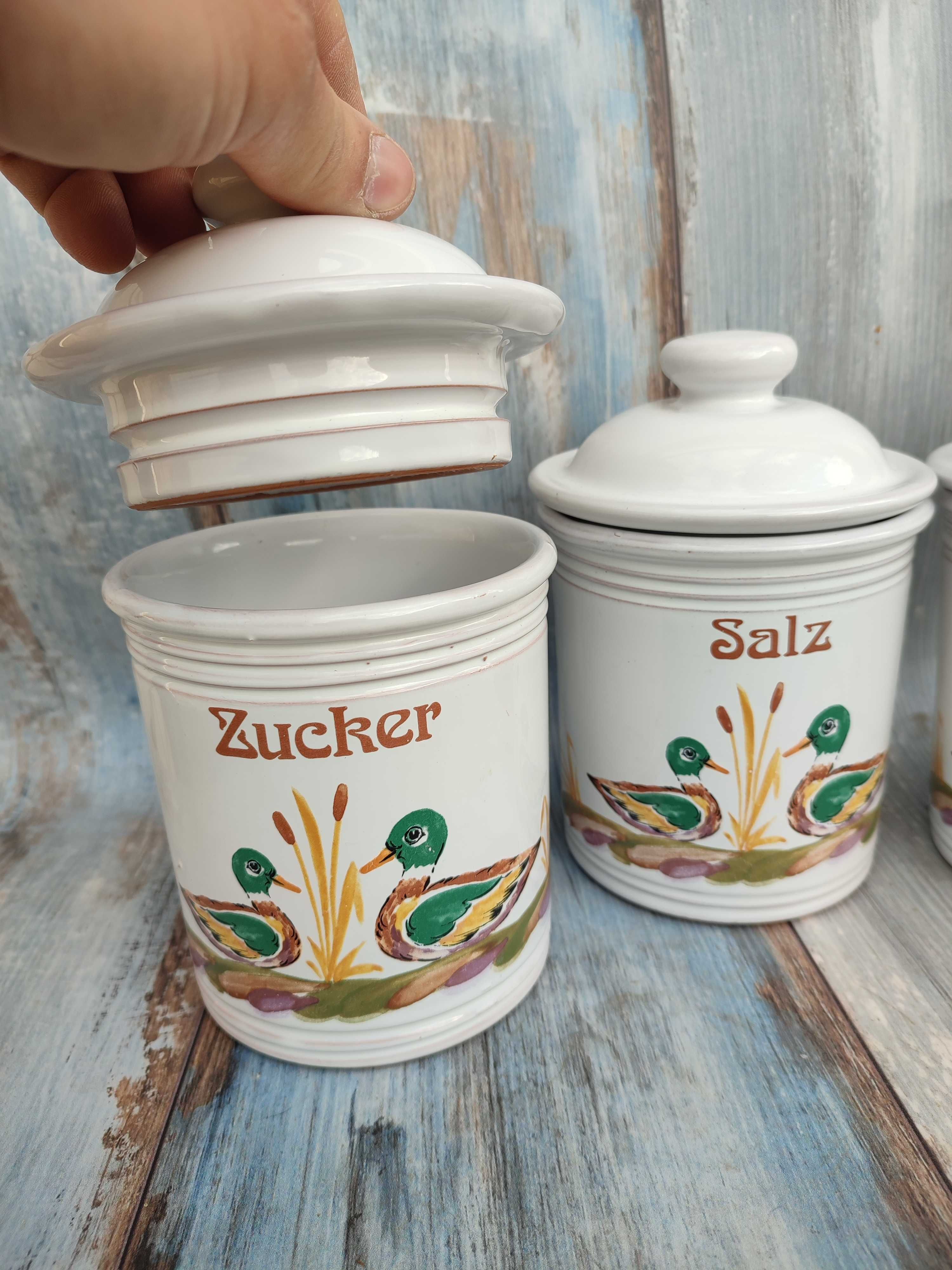 Ceramiczne pojemniki Kuchenne - Ręcznie malowane - vintage - design