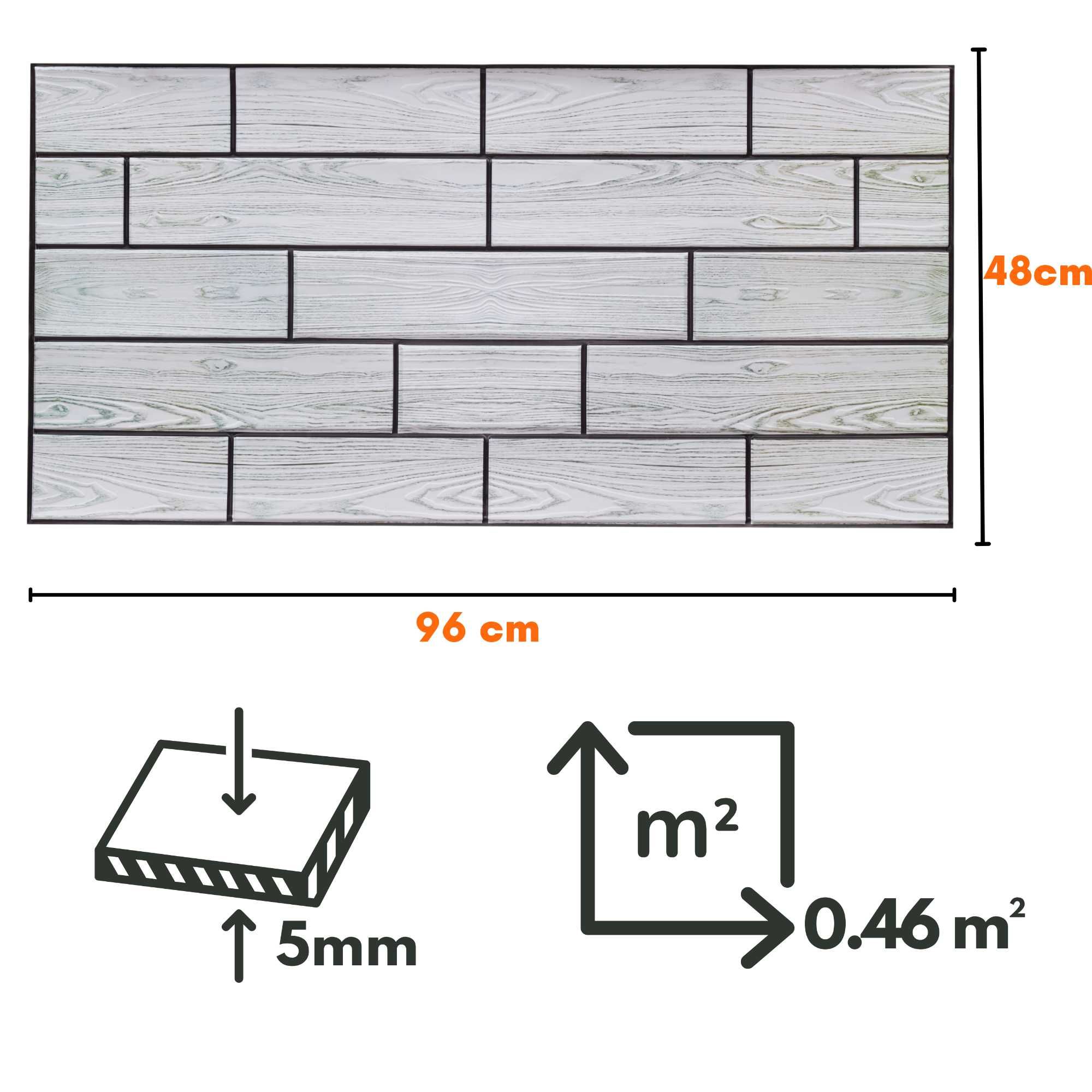 Panele Ścienne 3D Drewniana Cegła PCV Szara Zielona Deska 96x48 Dekor