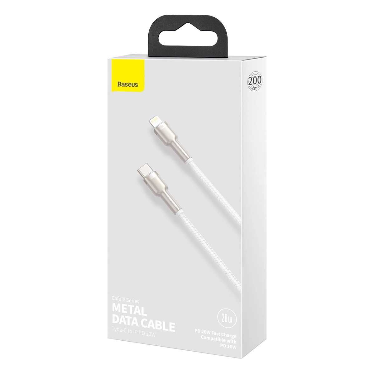 Kabel Baseus Cafule Metal Data USB-C / Lightning 20W PD 1 m - biały