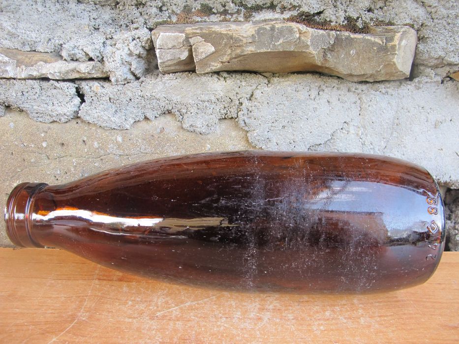 PRL - Stara Brązowa butelka po mleku 1 l_VINTAGE