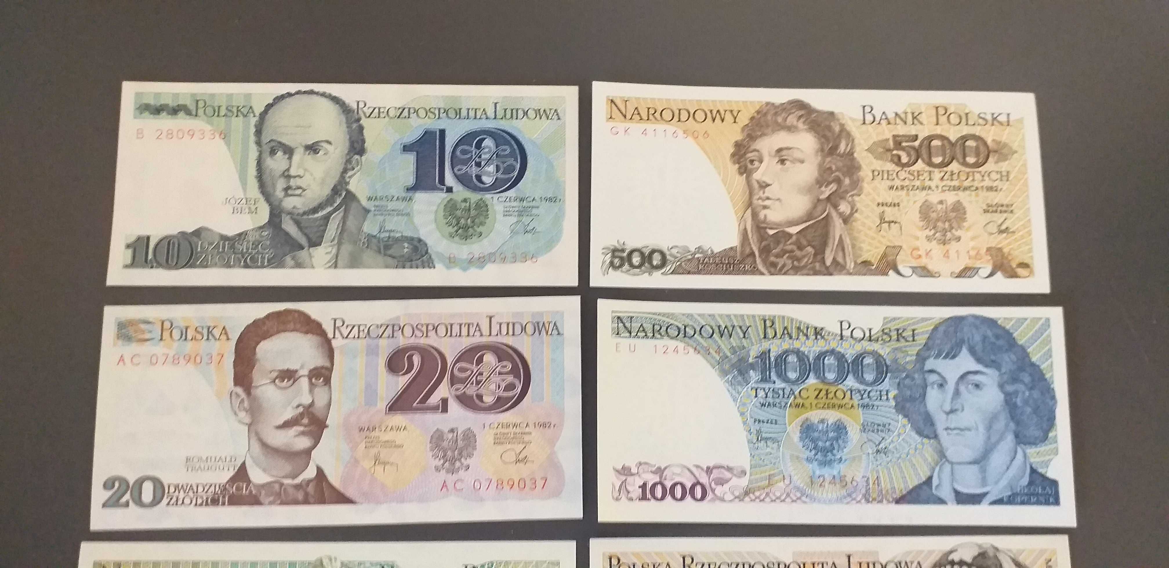 Zestaw banknotów PRL 10 szt.  Stan bankowy UNC