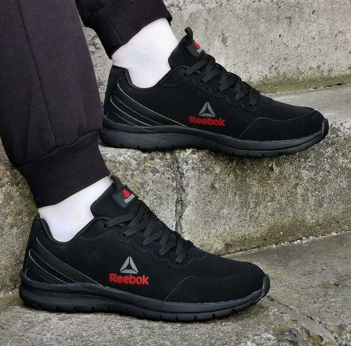 Мужские Кроссовки Reebok Черные Рибок Нубук