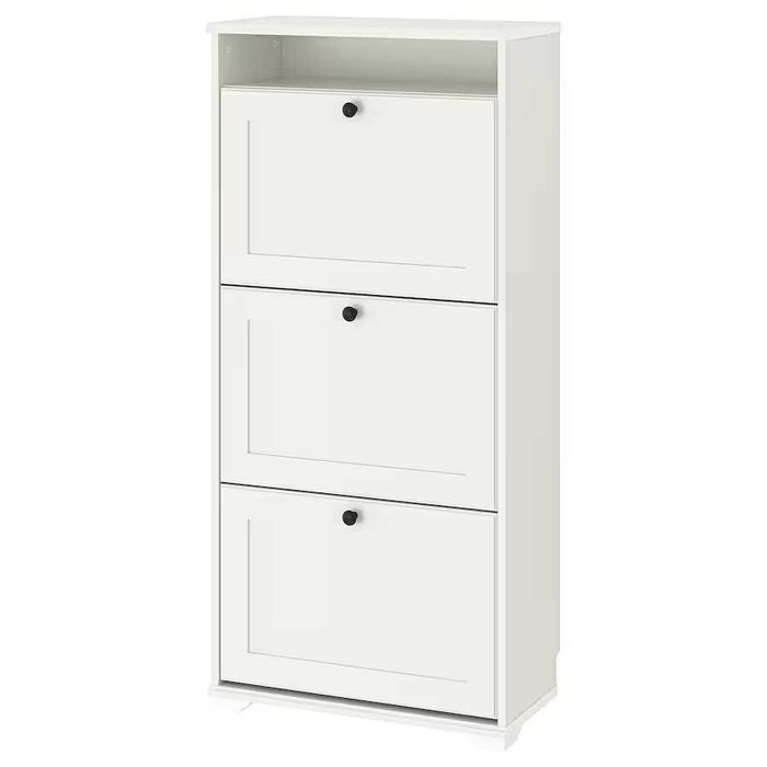 BRUSALI Szafka na buty, 3 przegrody, biały, 61x30x130 NOwa IKea