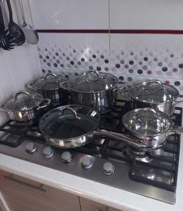 ZESTAW KOMPLET GARNKÓW + patelnia *na indukcję* | 12 elementów