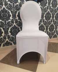 Pokrowce na krzesła elastyczne białe wesele komunie nowe 10szt
