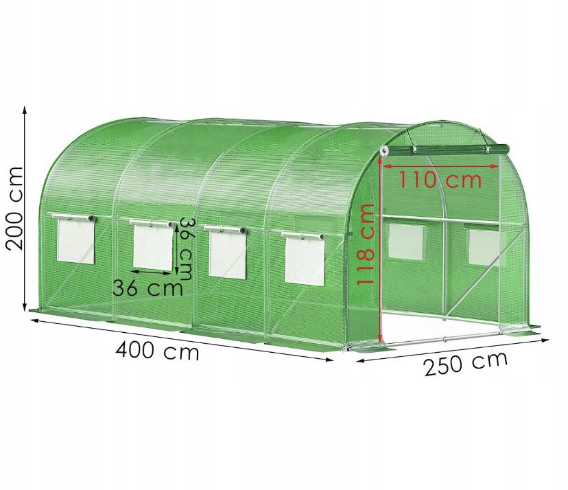 Tunel foliowy ogrodowy 400x250 4x2.5 sama folia