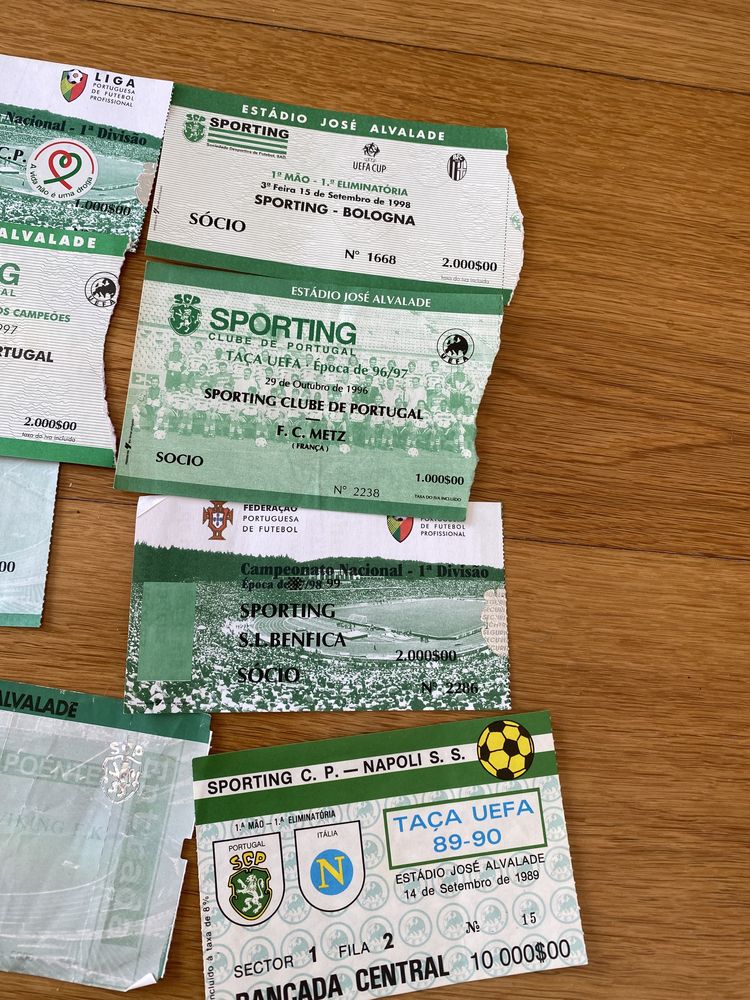 Bilhetes futebol coleção SLB e SCP