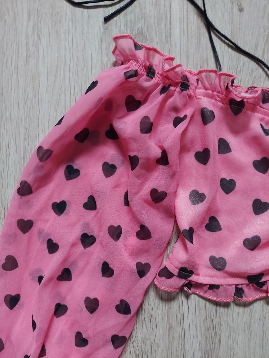 Crop top bluzka w serduszka Walentynki