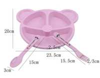 Детская посуда, тарелка, вилка, ложка, пластик