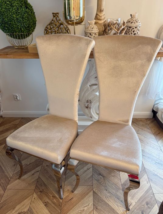 Krzesła Bella Casa Glamour srebrne kremowe 2szt