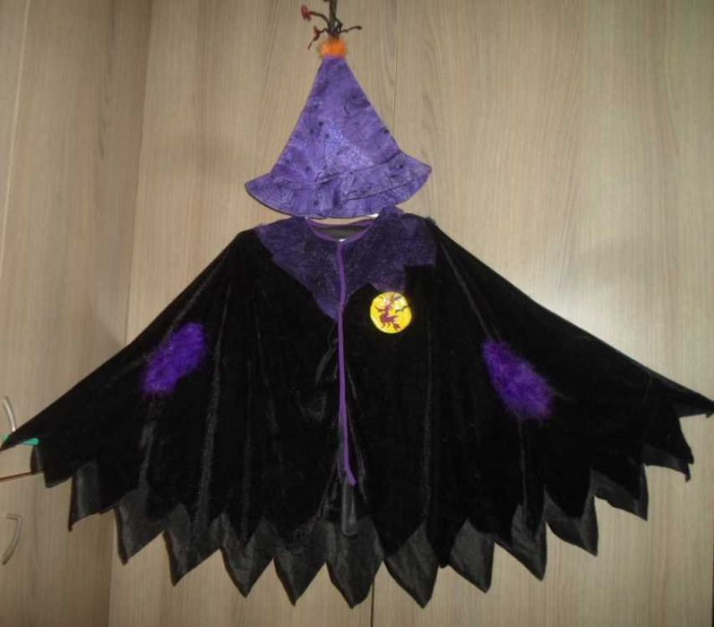 карнавальный костюм накидка Ведьма Колдунья  на 5-7 лет