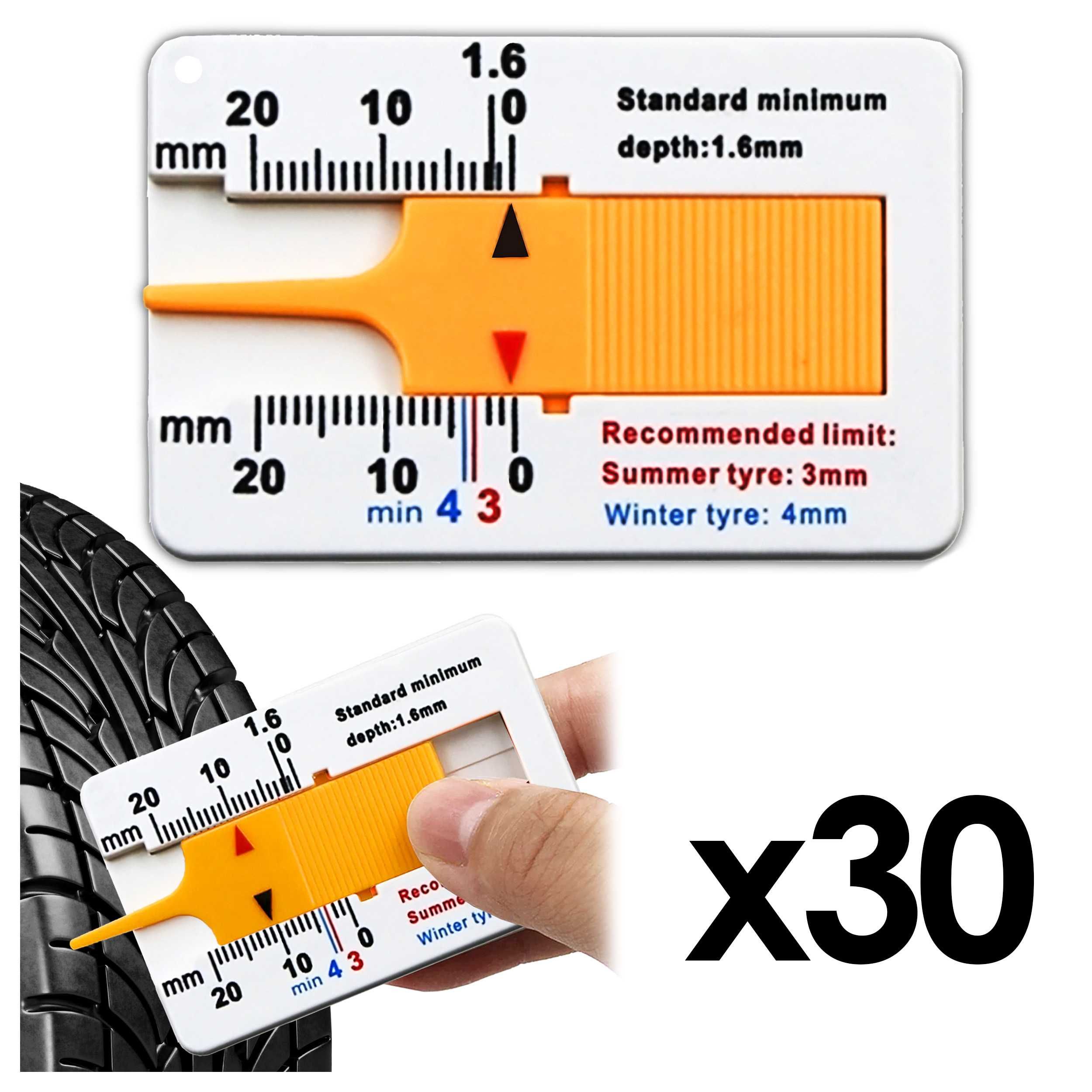 Miernik bieżnika miernik głębokości wysokości opon tester x30 sztuk