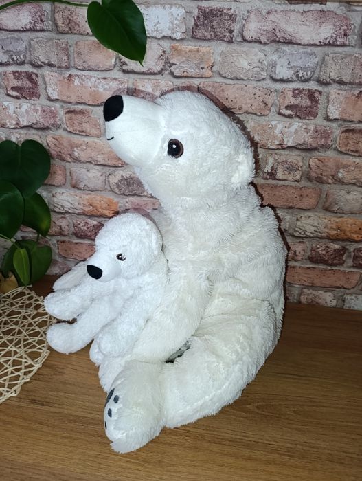 IKEA SNUTTIG duży i mały bialy miś polarny, niedzwiedz polarny 60 cm