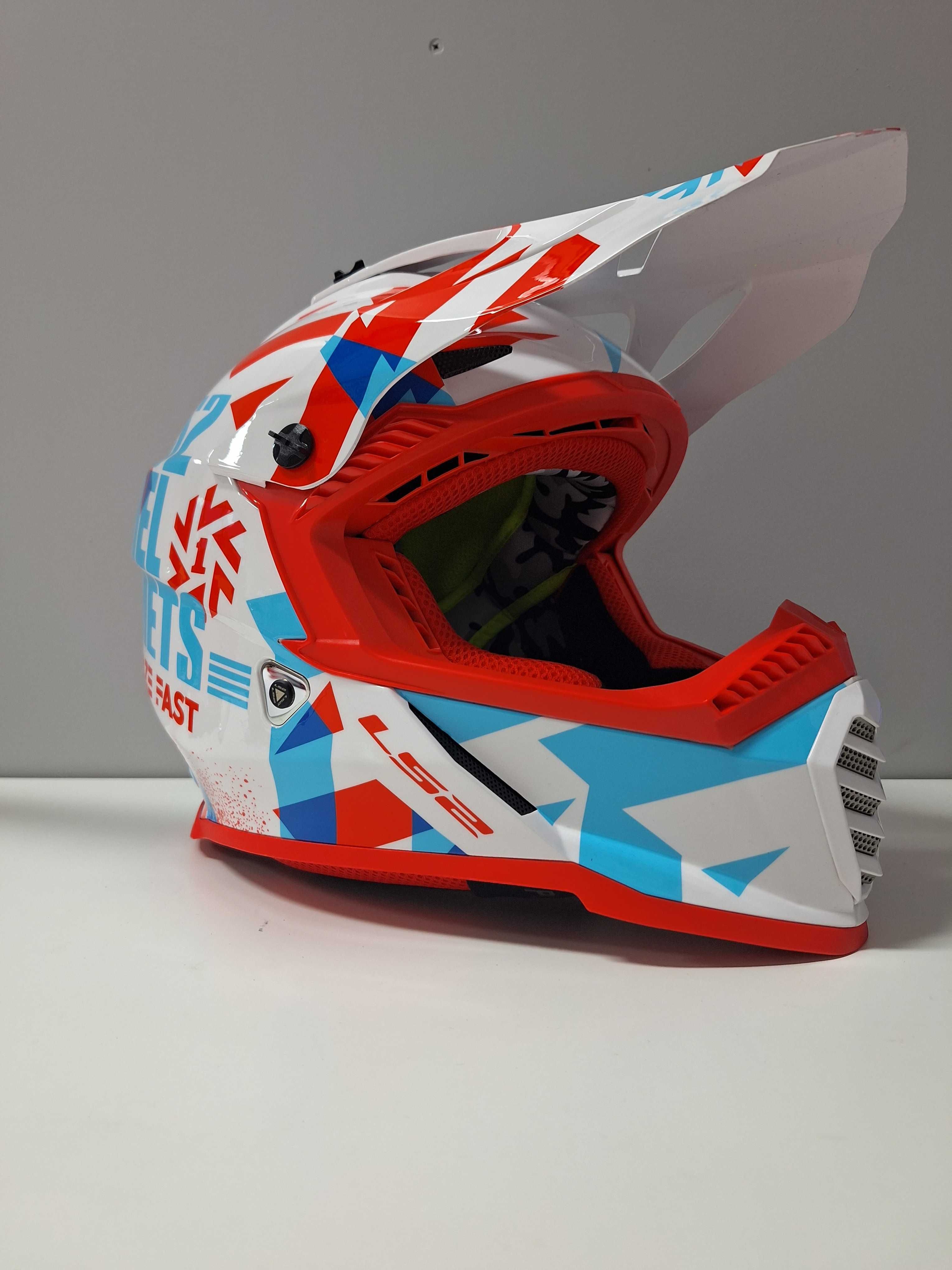 kask cross / quad  LS2 MX437 FAST EVO FUNKY RED WHITE