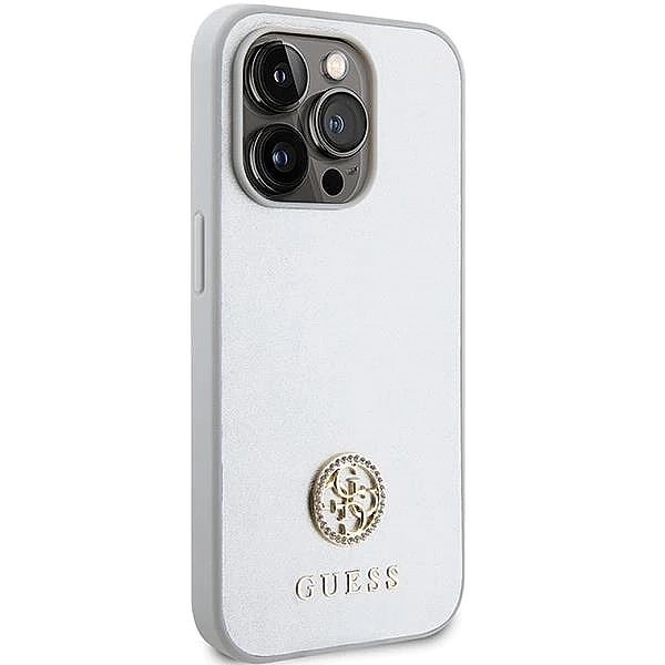 Etui Guess Strass Metal Logo na iPhone 15 Pro - srebrne