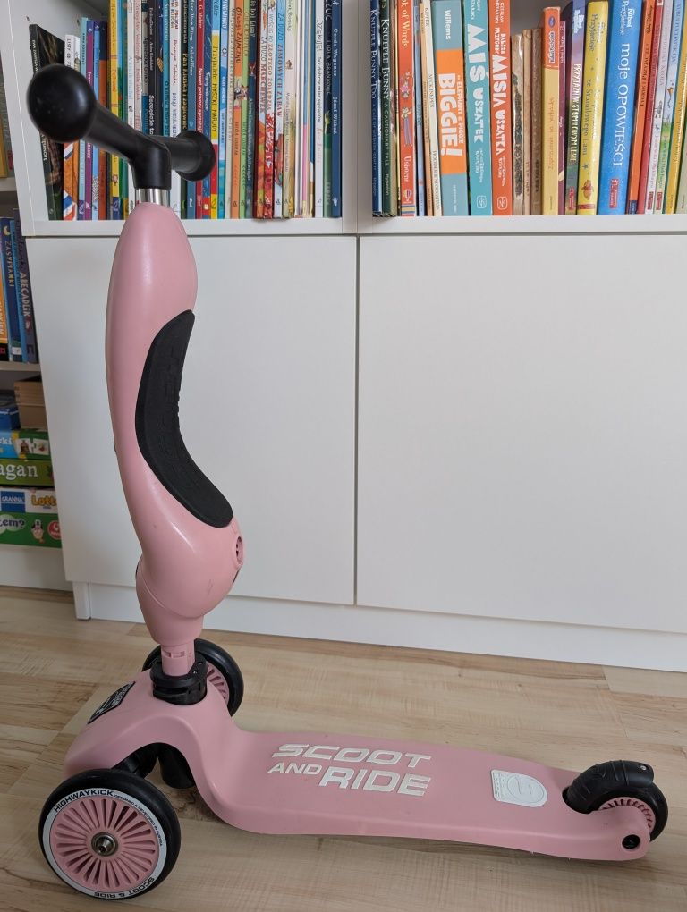 SCOOTANDRIDE Highwaykick 2w1 Jeździk i hulajnoga różowa