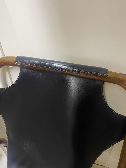 Fotel Skórzany Typu Sling Back Z Czarnej Skóry. Unikat ,Stylowy