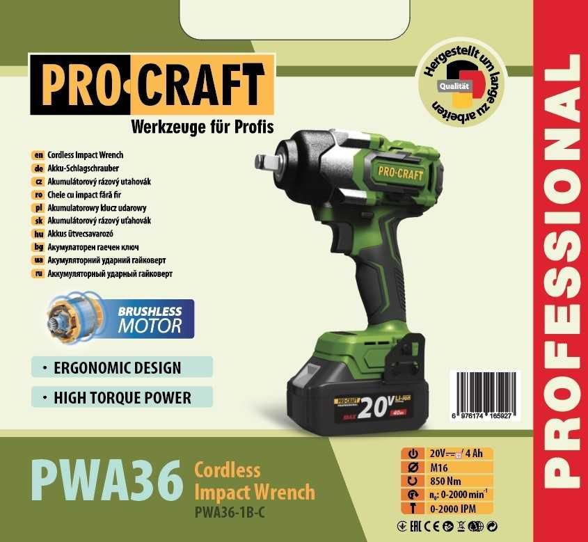 Аккумуляторный гайковерт Procraft PW36 профи