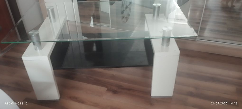 Stolik ława biało czarna