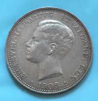 moeda 500 réis 1908 - D. Manuel II - prata