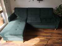 Zielona, używana, rozkładana, narożna kanapa/sofa Agata meble Volare