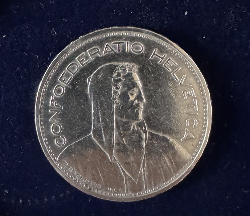 5 Francos suíços antigos em prata 1932