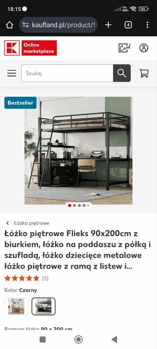 Łóżko piętrowe 90x200 z biurkiem