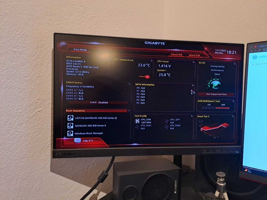 Bundle Ryzen 5 1600 / Board Gigabyte X570 Gaming X / 16GB DDR4 G.Skill