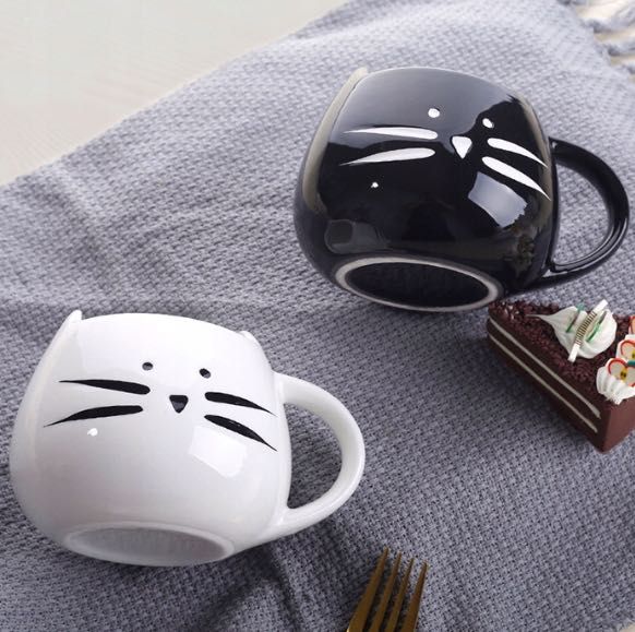 kubek kot kotek ceramiczny uszka czarny 480ml prezent dla kociary