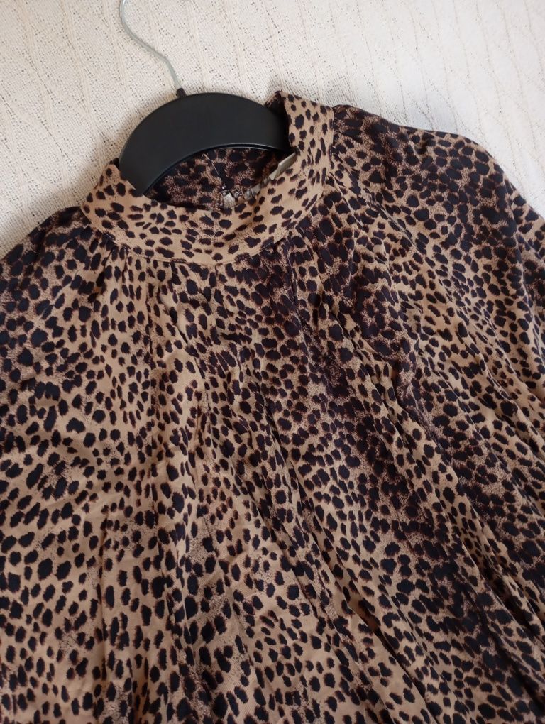 H&M 44r wygodna owersizowa sukienka w panterkę