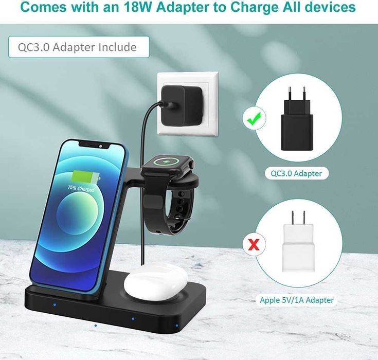 POWERGIANT ładowarka indukcyjna 3w1 iPhone Samsung Realme Airpods 15W