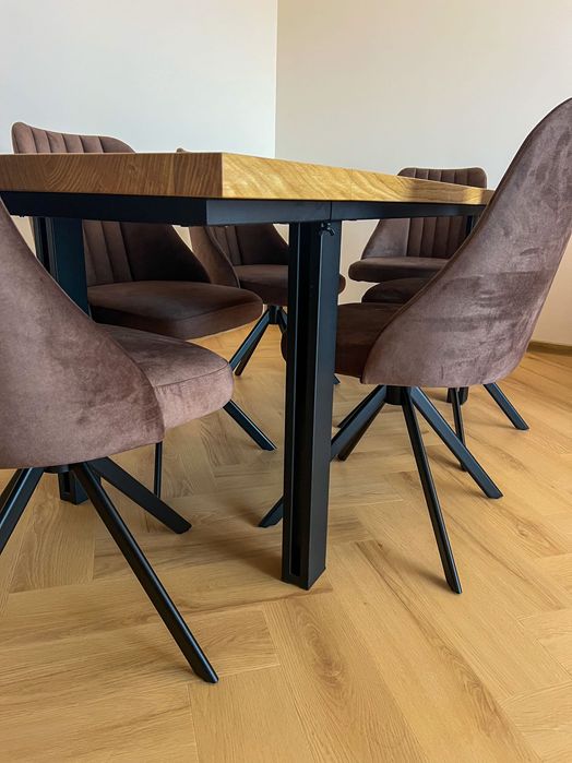 Stół dębowy lity z dostawkami rozkładany loft dąb