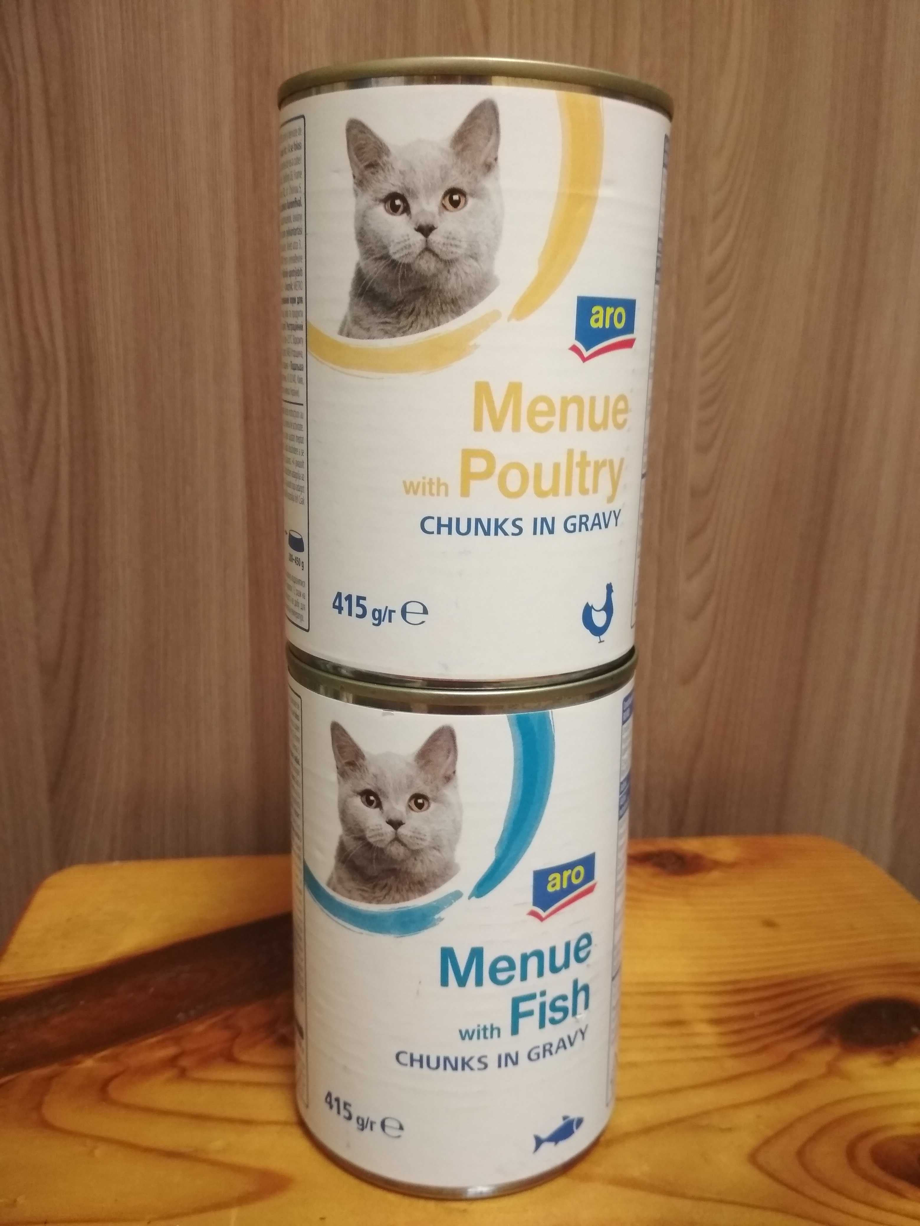 Корм для кішок Aro Menue with Poultry Chunks in Gravy Cat Feed 415g