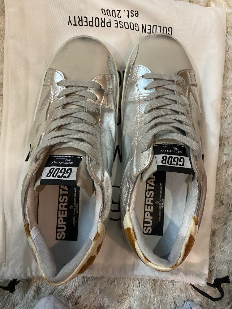 Golden Goose Prateados Com Padrao Tigresa