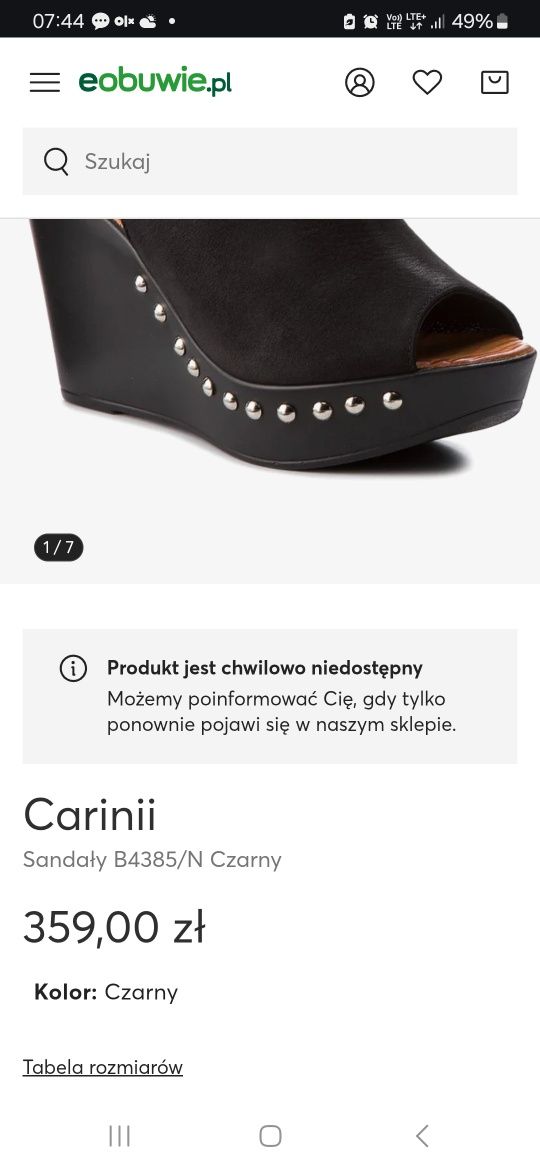 Sandały na koturnie Carinii NOWE