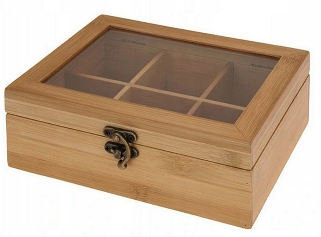 Pojemnik organizer pudełko na herbatę TEA drewniane bambus herbaciarka