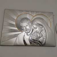 Серебряная икона Святое Семейство 50 х 35 см с позолотой
