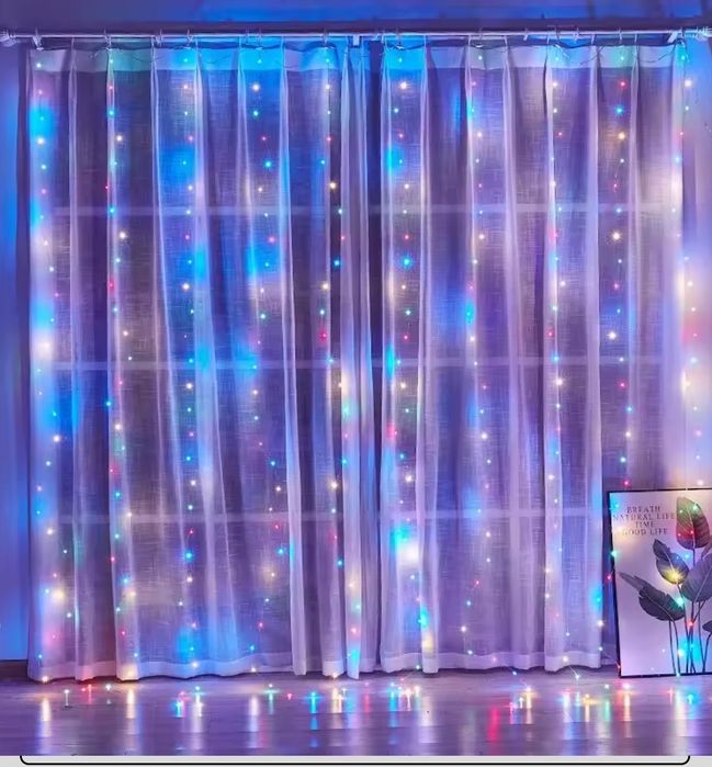 Гірлянда , штора, роса, герлянда