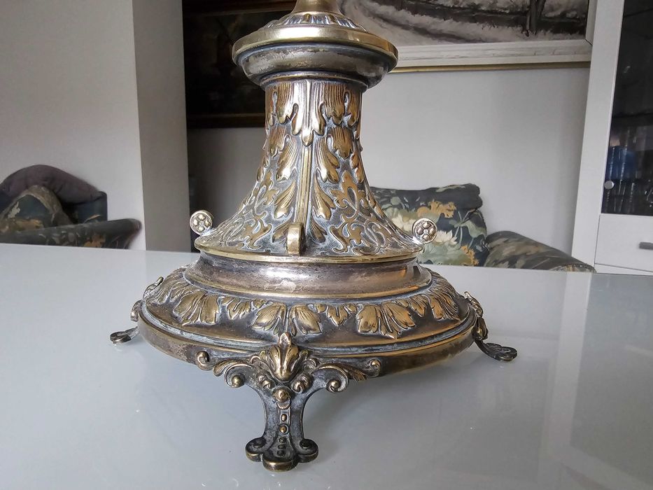 Przepiękna XIXw srebrzona etażera warszawska fabryki Gustawa Hennigera