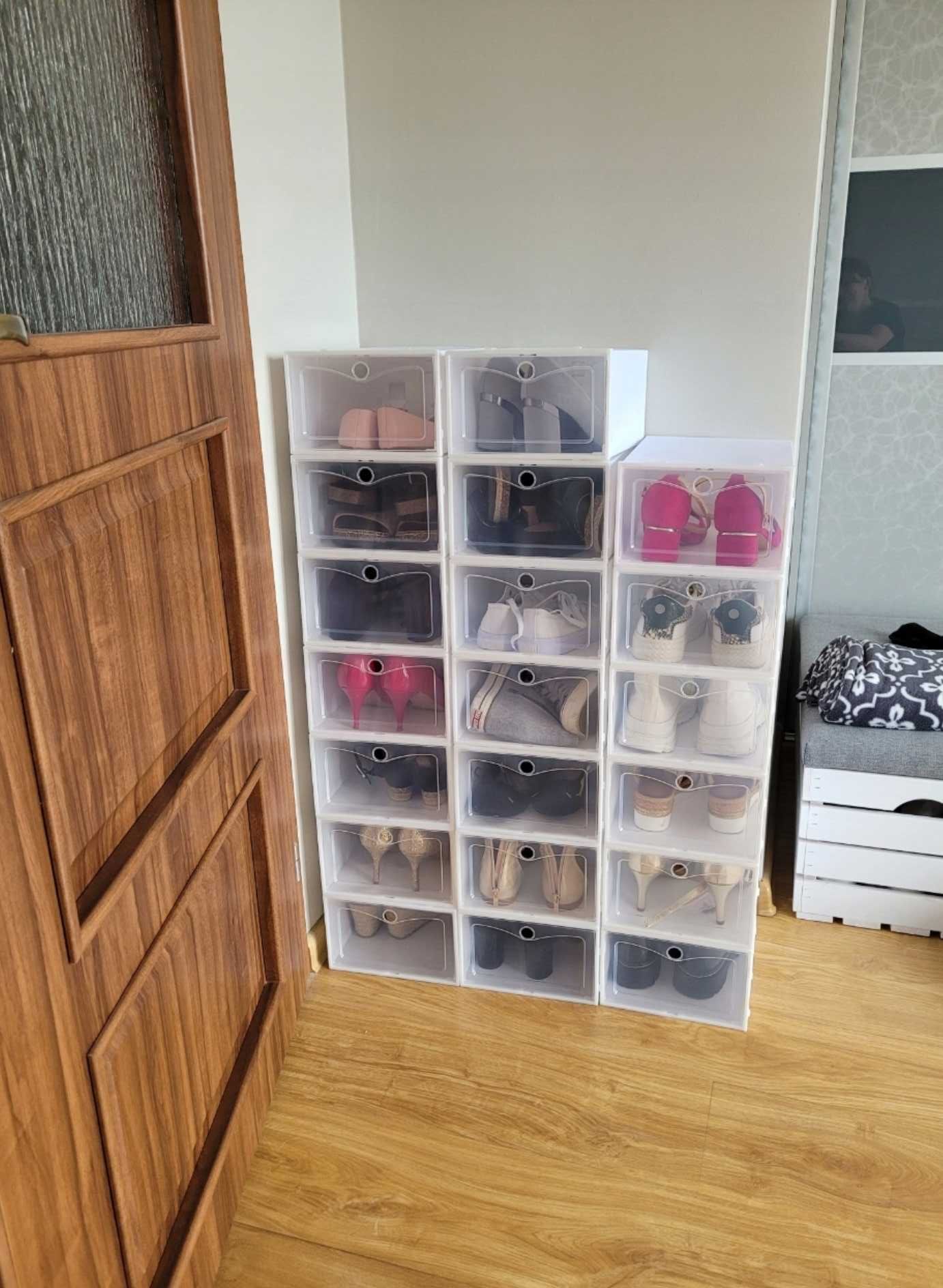 10x Pojemnik na buty biały – organizer, pudełko, szafka – zestaw