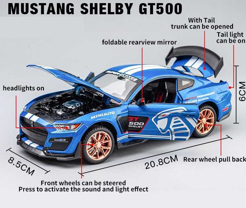 Mustang Shelby GT500 1:24, napęd, światła, dźwięk