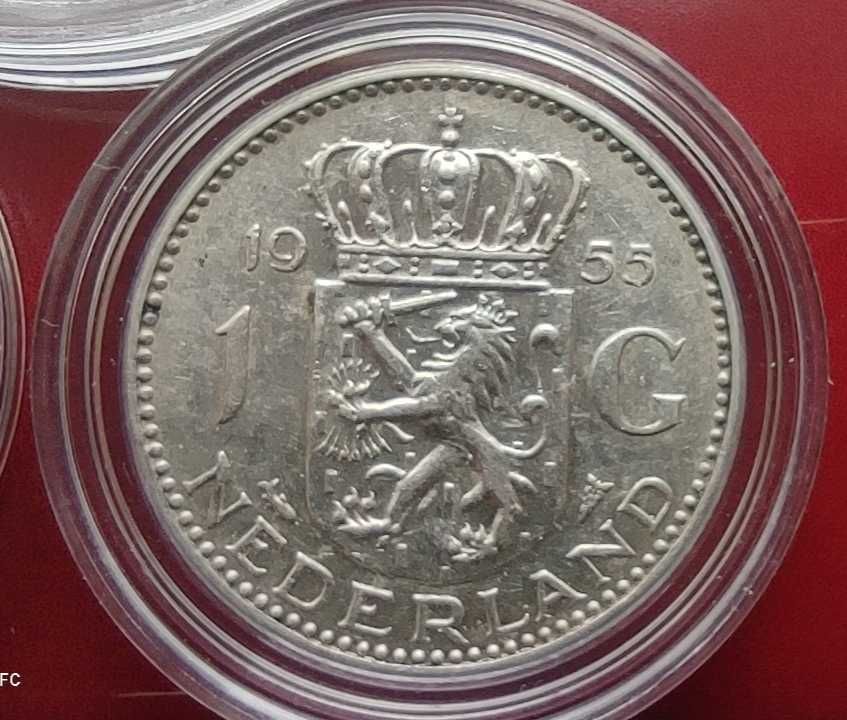 Monety srebrne zestaw Holandia 10 guldenów i 1 gulden proof srebro ag