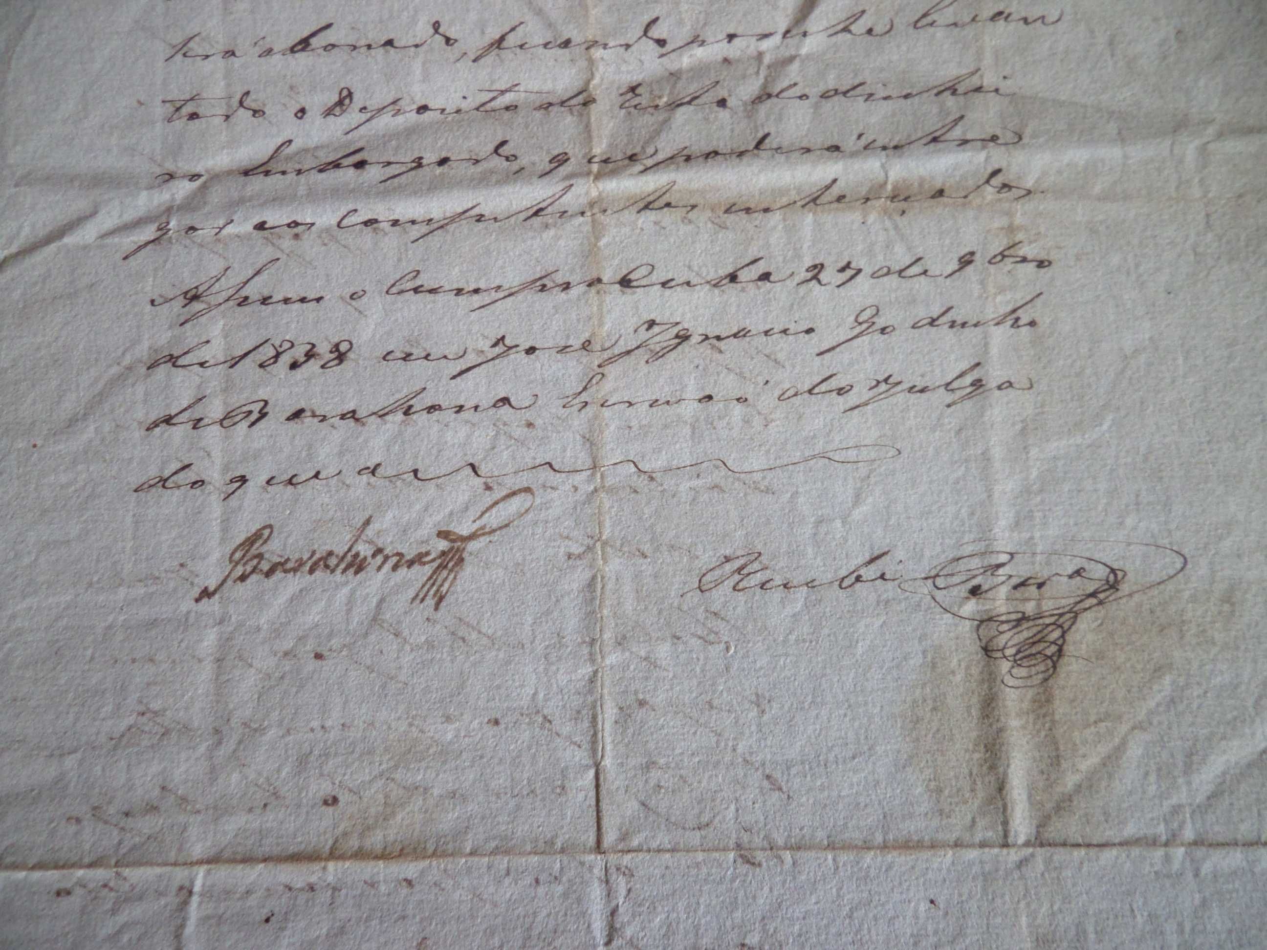 Documento Manuscrito, Ano 1838